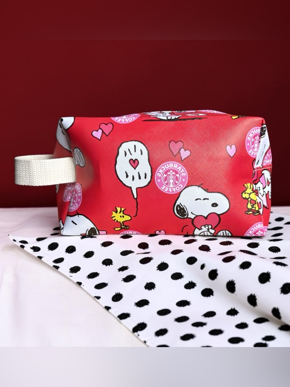 Snoopy Starbucks Red Cosmetic Pouch